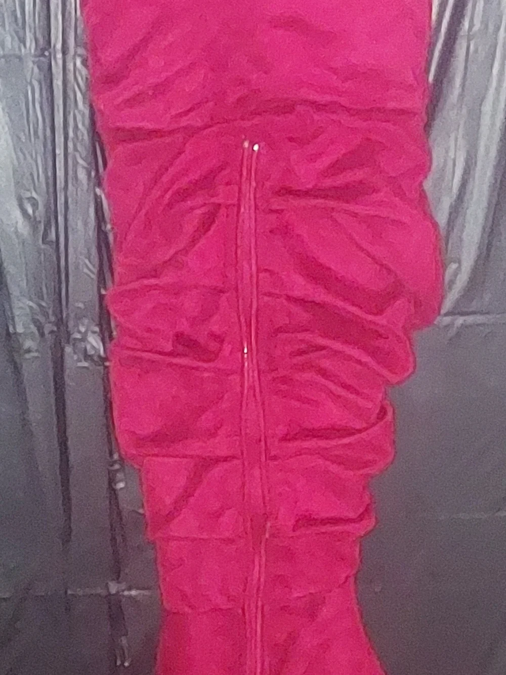 Hot Pink Ruched Zipper Dress